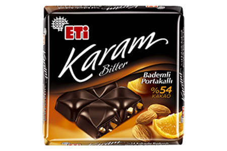 Karam Bitter Chocolate with 54% Cocoa and Orange & Almonds 