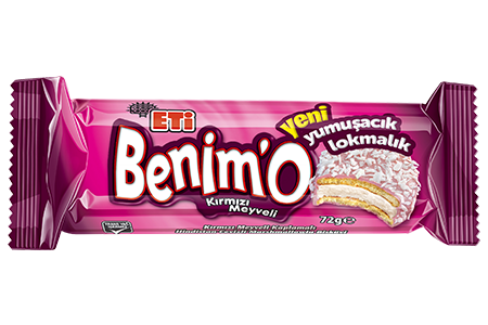 Eti Benim’O Bite Size Red Fruits Coated Marshmallow and Coconut Biscuit