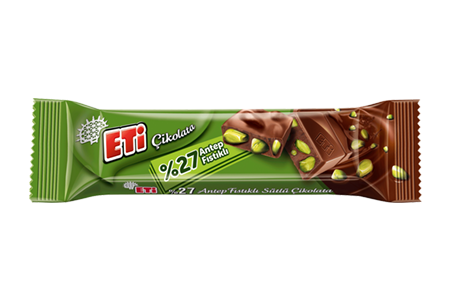 Eti Çikolata Milk Chocolate with 27% Pistachio 