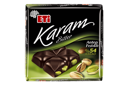 Eti Karam Bitter Chocolate with 54% Cocoa and Pistachio