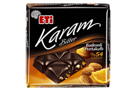 Karam Bitter Chocolate<br /> with 54% Cocoa <br />and Orange & Almonds 